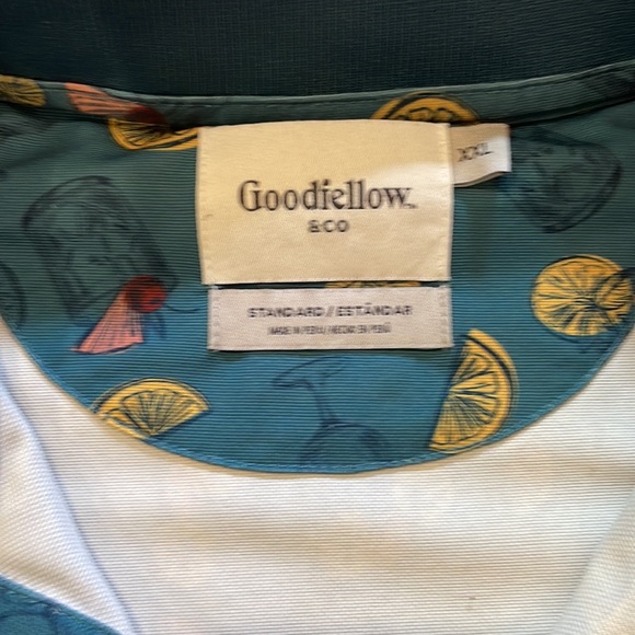 🌸Goodfellow Mens Short Sleeve Orange Lemon Summer Cocktail Shirt size XXL - Picture 2 of 10